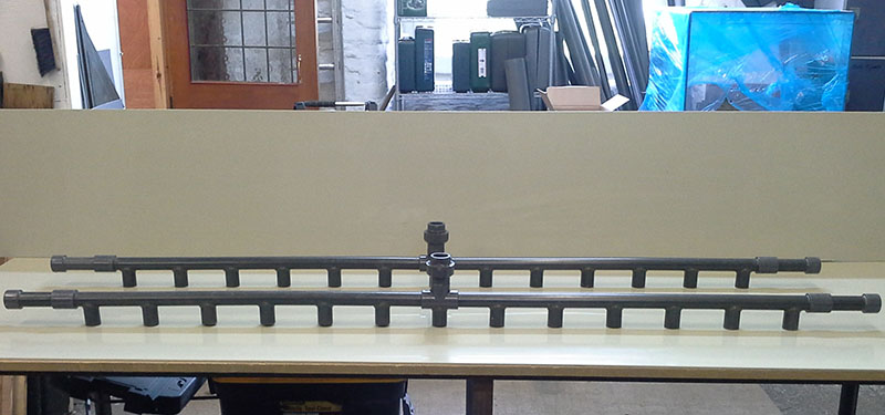 UPVC spraybars glued and hot air welded